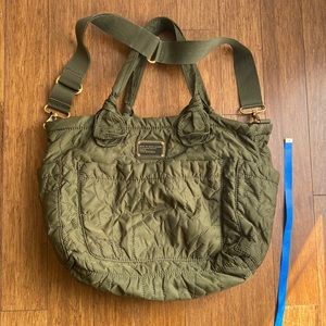 Marc by Marc Jacobs olive green quilted weekender.